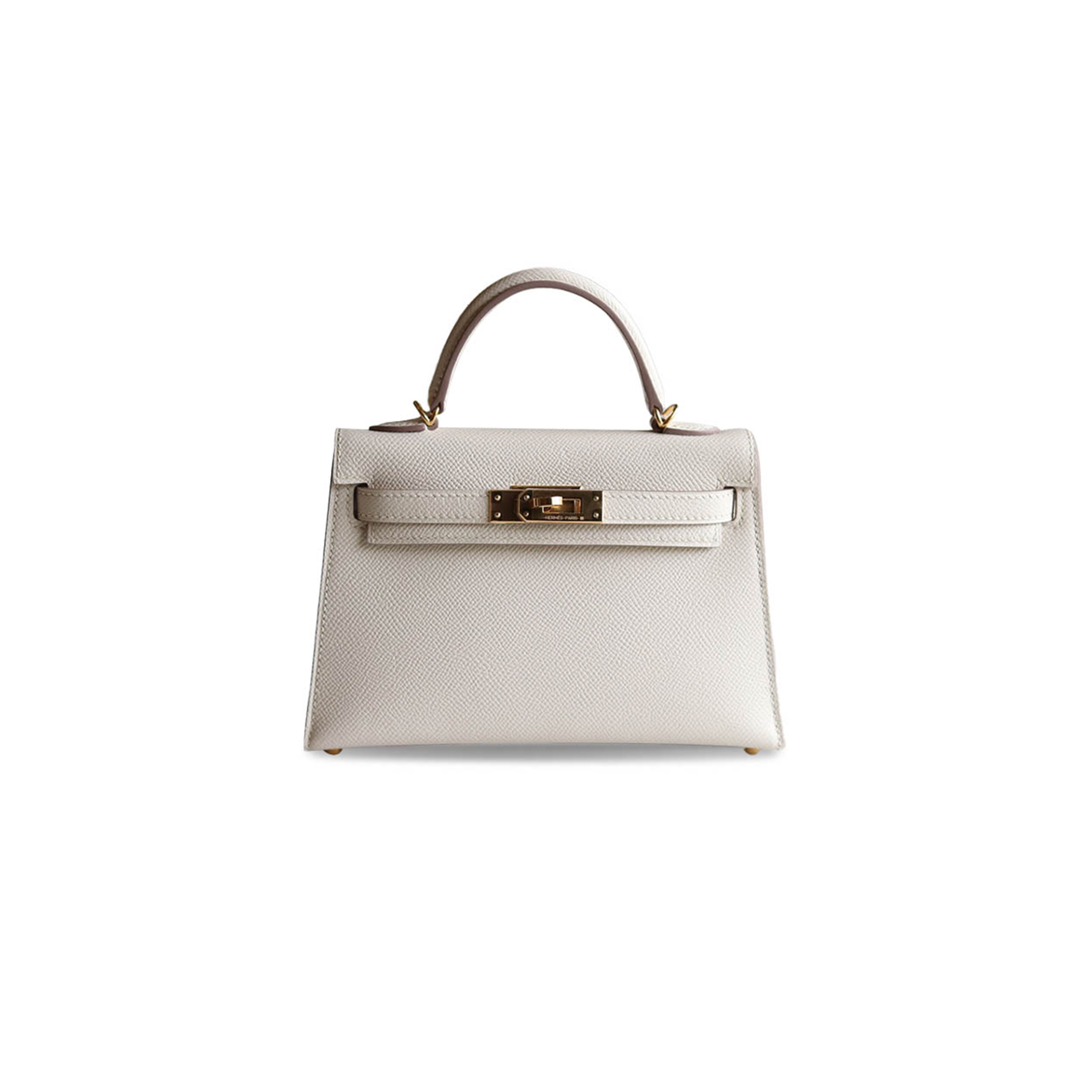 HERMÈS MASTER MINI KELLY II EPSOM MILKSHAKE WHITE GOLD BUCKLE (19*12*5.5cm) 